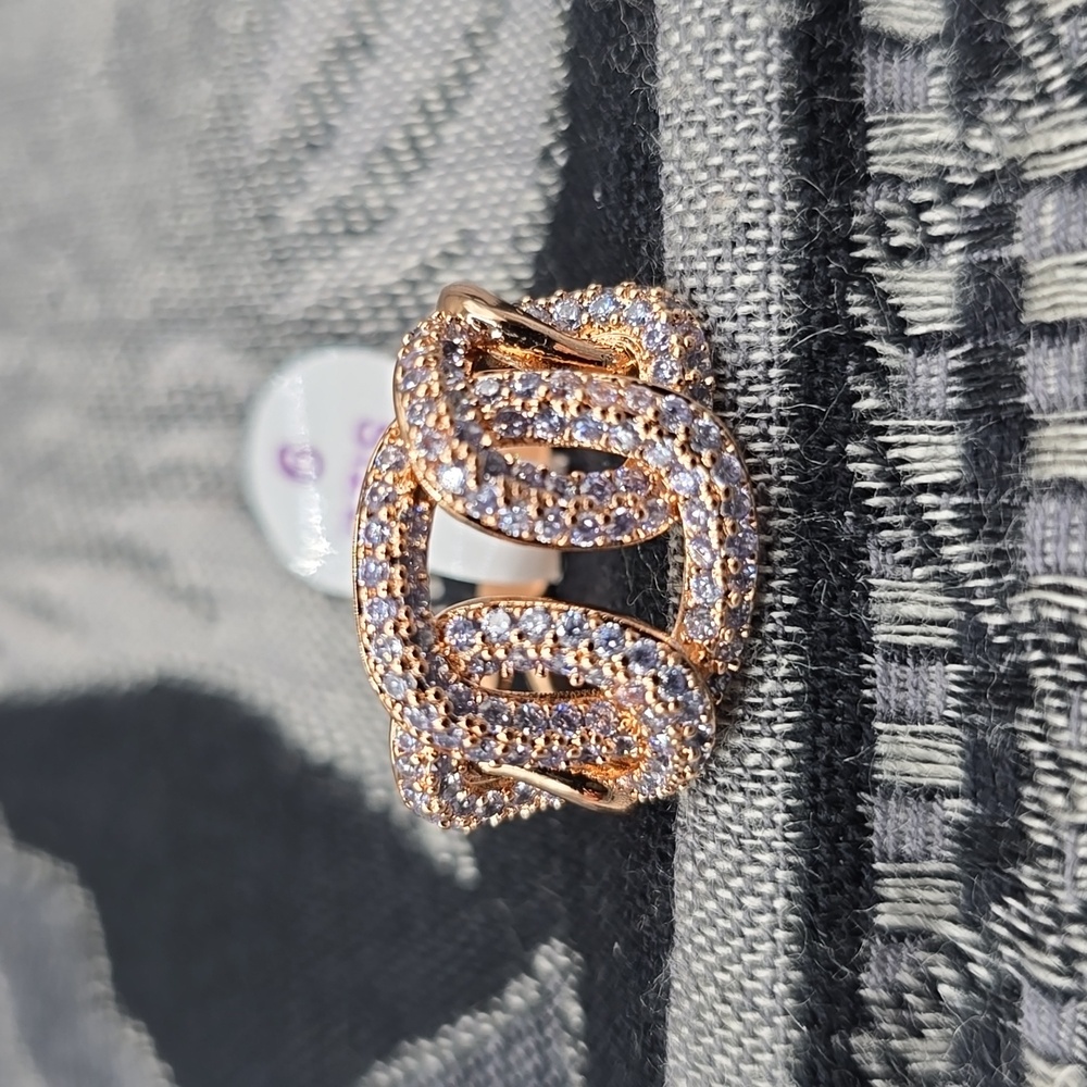 Bomb Party Lavander Topaz Cubic Zircornia Ring 9 Rose Gold Plating Summer Bliss